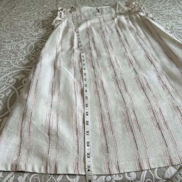 Ellison Sundress Women M Ivory Multi Stripe Ruffle Linen Pockets Casual Comfy - Picture 7 of 16
